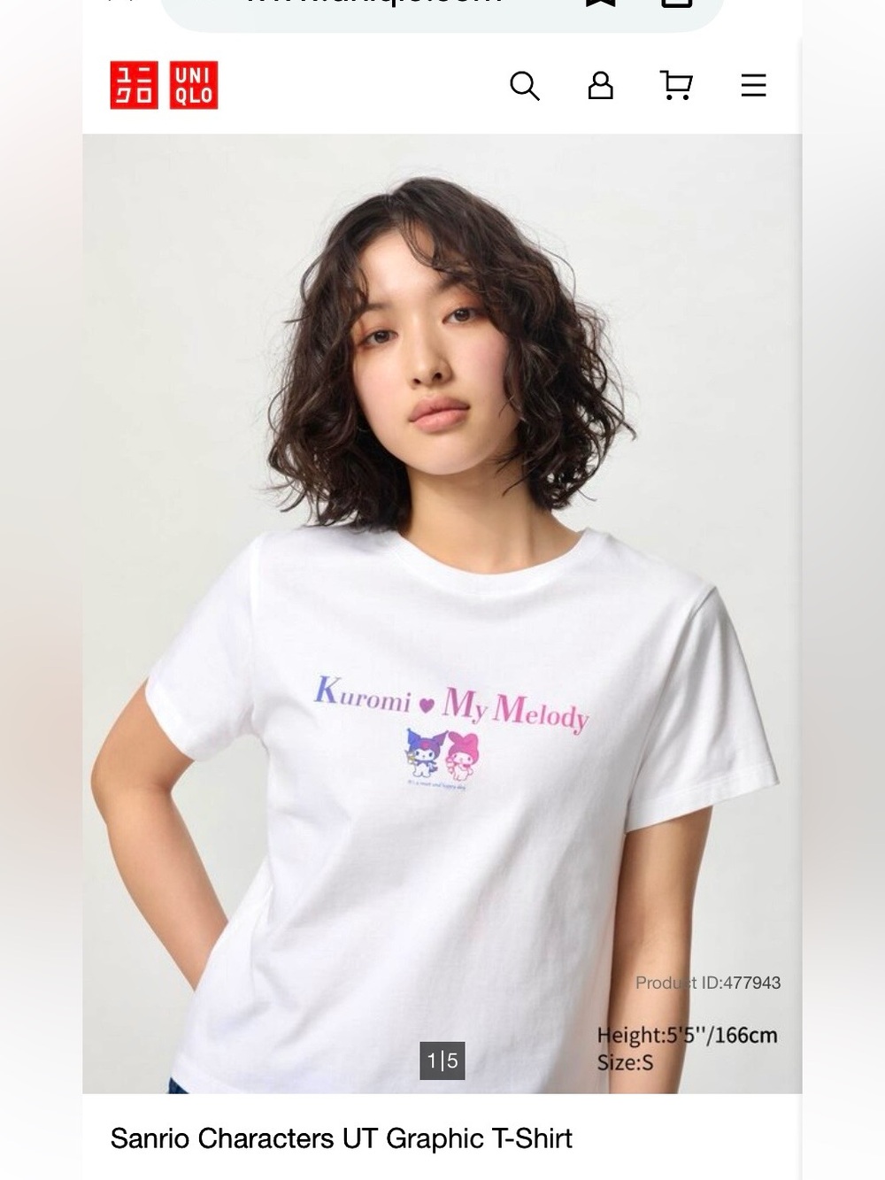 UNIQLO White Kuromi & My Melody Graphic T-Shirt